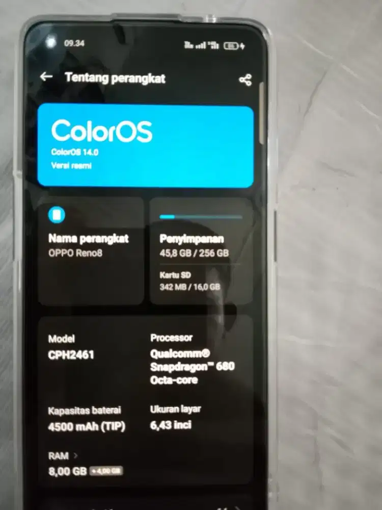 oppo reno 8 4g ram 8+4/256