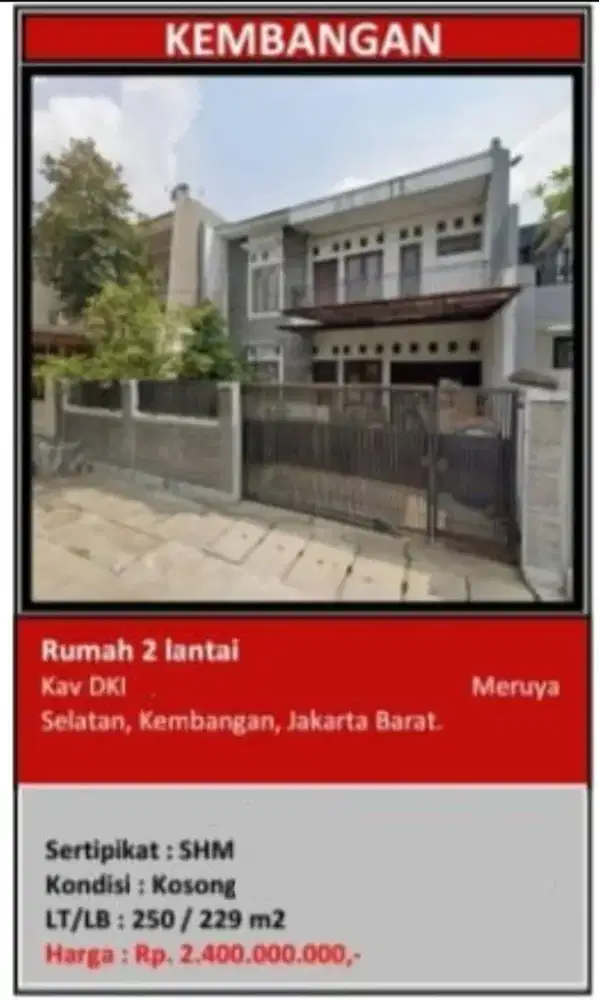 Dijual Rumah 2 Lantai Perumahan Kavling DKI