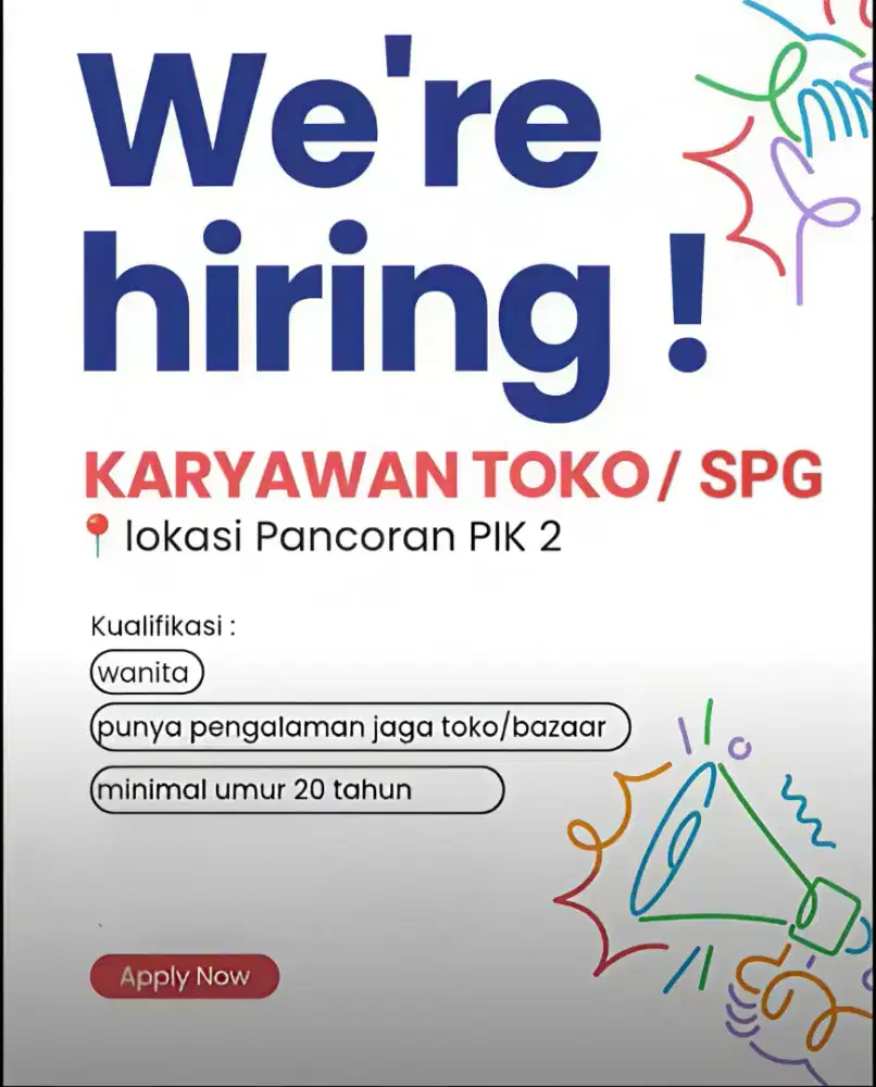 Dibutuhkan karyawan toko/SPG berlokasi di pancoran pik2