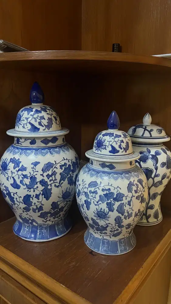 Jual guci keramik vintage biru putih