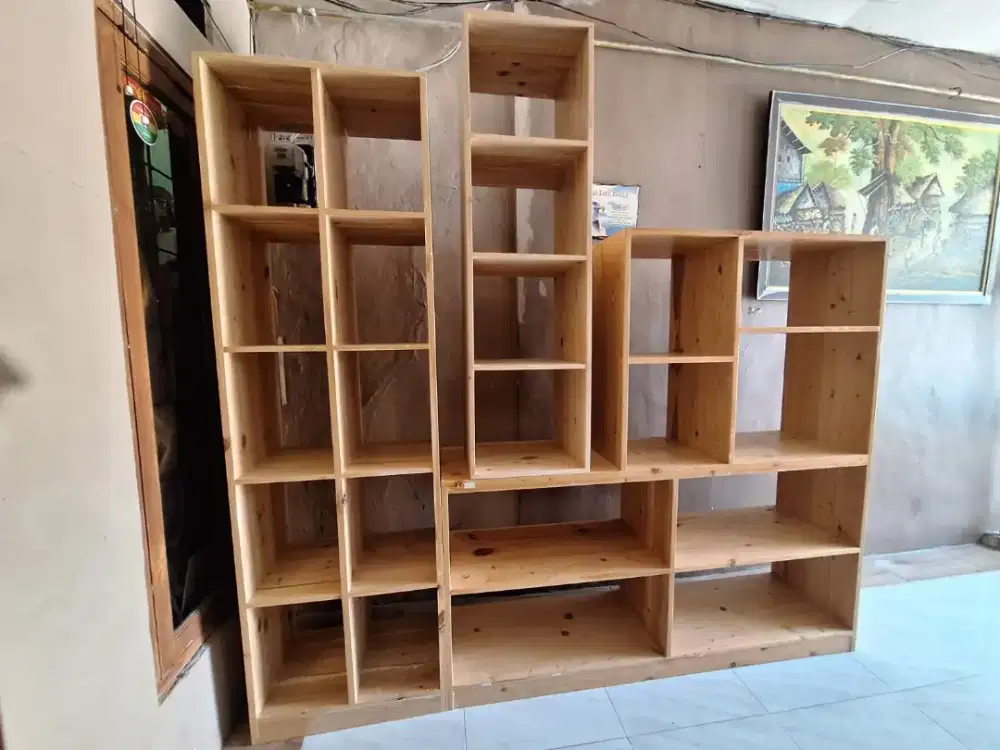 Rak susun kayu jati belanda & troly makan krisbow