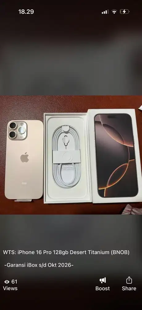 iPhone 16 Pro 128GB Desert Titanium (Garansi iBox)