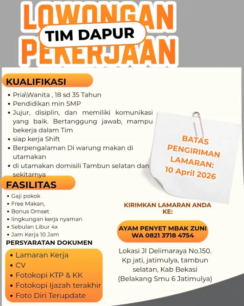 loker untuk rumah makan