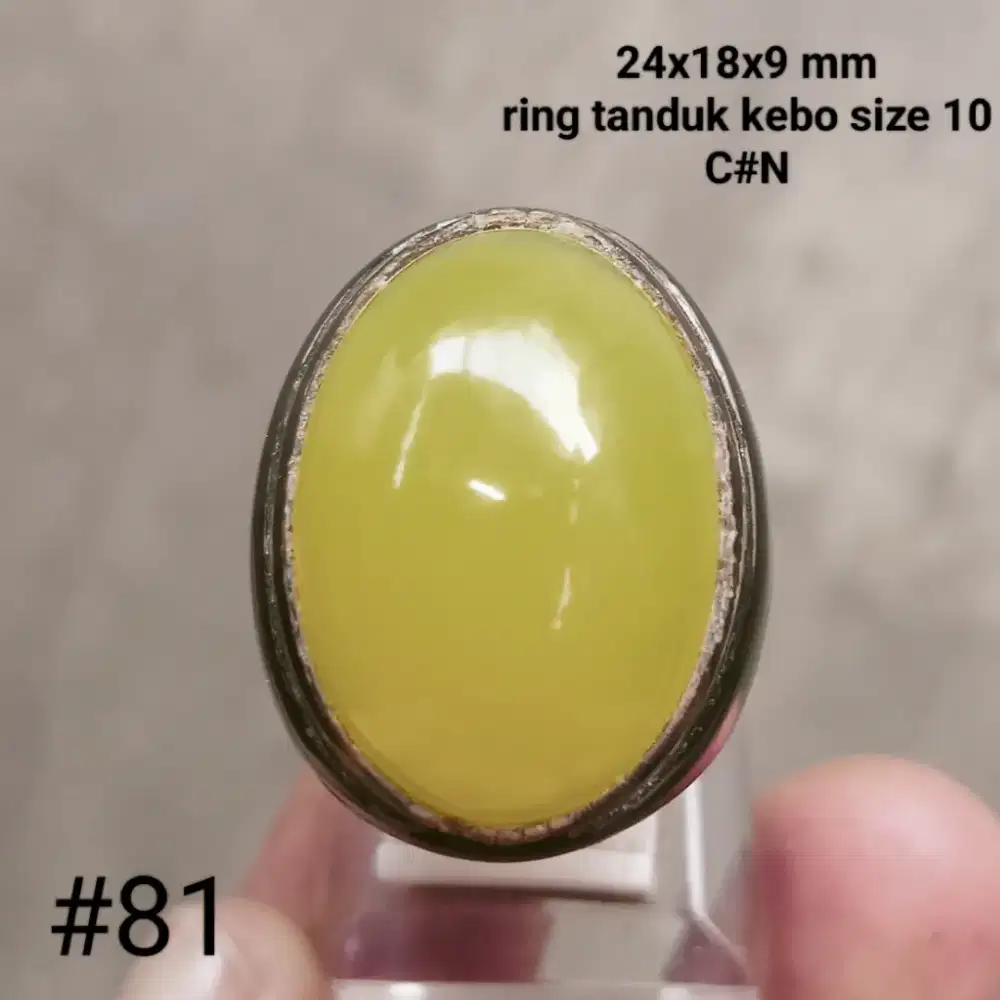 Batu natural serpentine, ring tanduk kebo