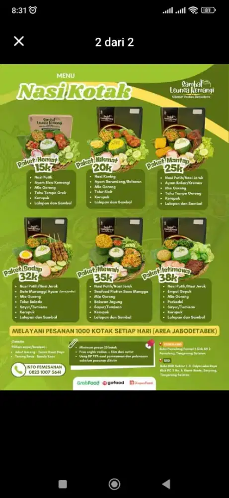 Nasi kotak nasi box catering