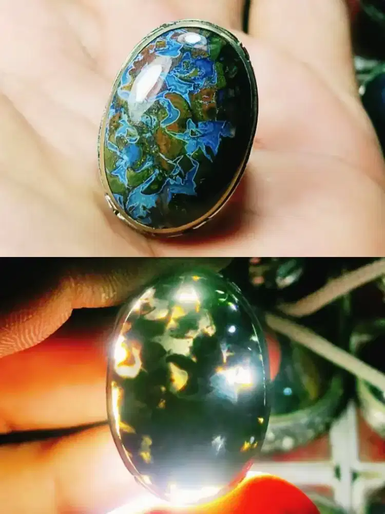 Batu akik pancawarna keristall tembuss cahaya