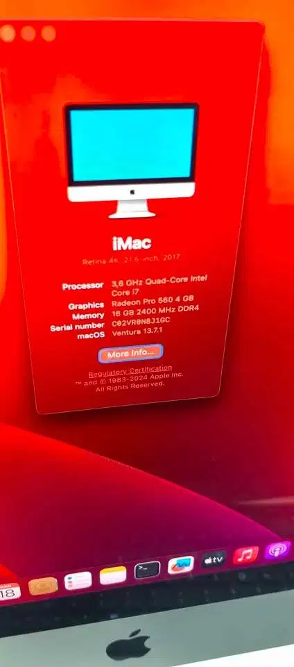 IMAC RETINA 2017 4K I7 21,5 Inch 16GB HDD 1TB