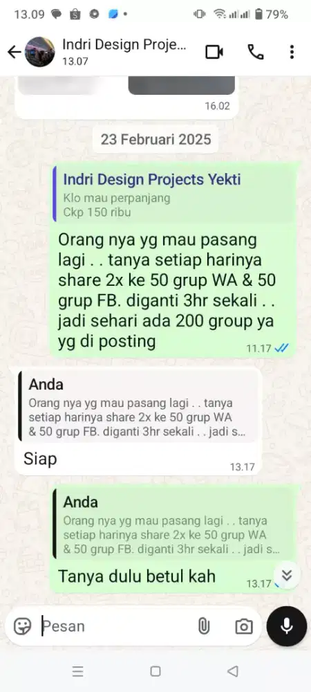 Terima posting sebar iklan ke Group WA dan FB