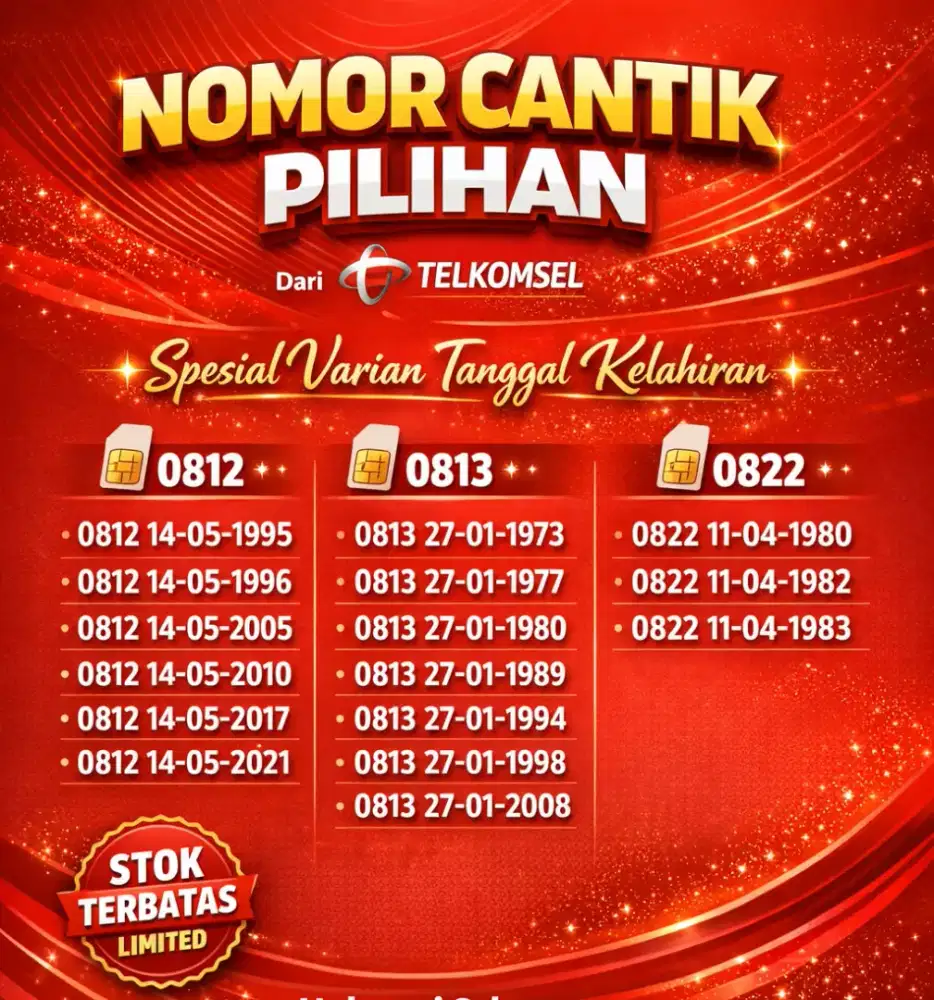 Nomor Cantik Telkomsel Spesial Varian Full Tanggal Lahir