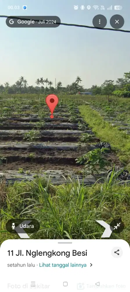 Disewakan tanah plungguh khusus pertanian di jl Kaliurang km 12