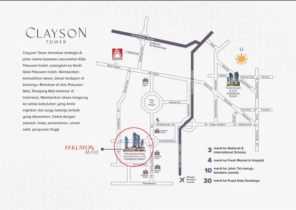 CLAYSON APARTEMEN / APARTMENT PAKUWON MALL Studio