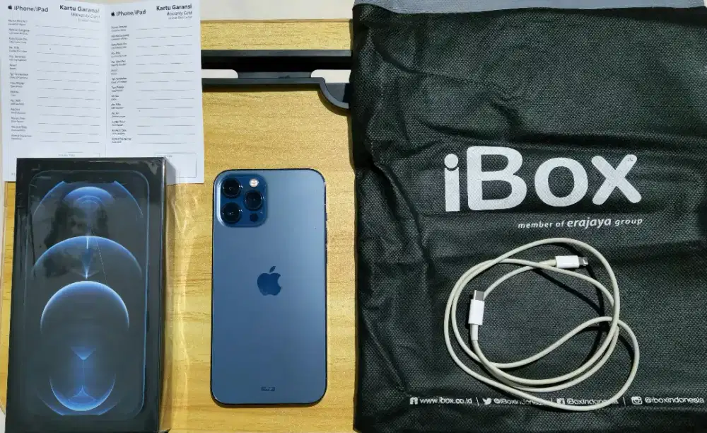 IPHONE 12 PROMAX PRO MAX 256 GB BIRU IBOX FULL KOMPLIT ISTIMEWA MURAH!
