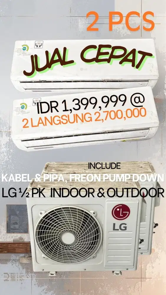 JUAL 2PCS (WELL-USED) AC LG NEW HERCULES 1/2 PK