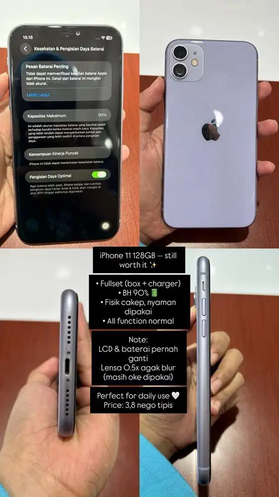 iPhone 11 128GB Inter Fullset – Mulus, Siap Pakai