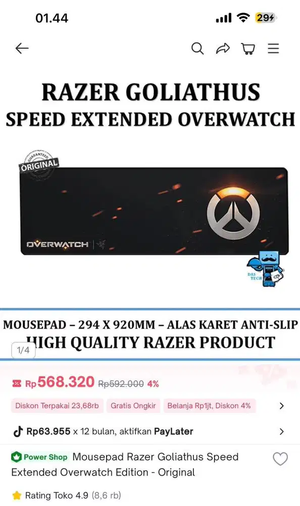 Mouse pad razer overwatch edition super limited