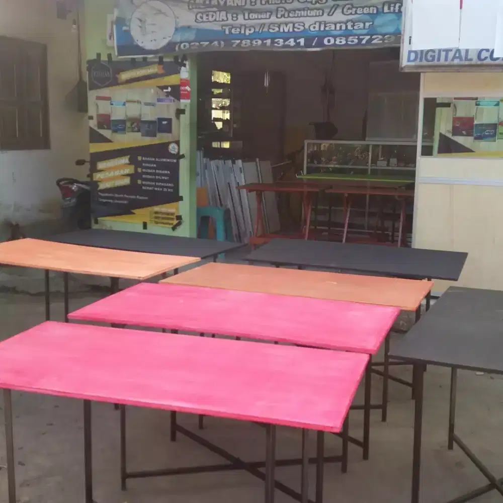 Meja lipat bisa dilipat bisa dibawa pakai motor