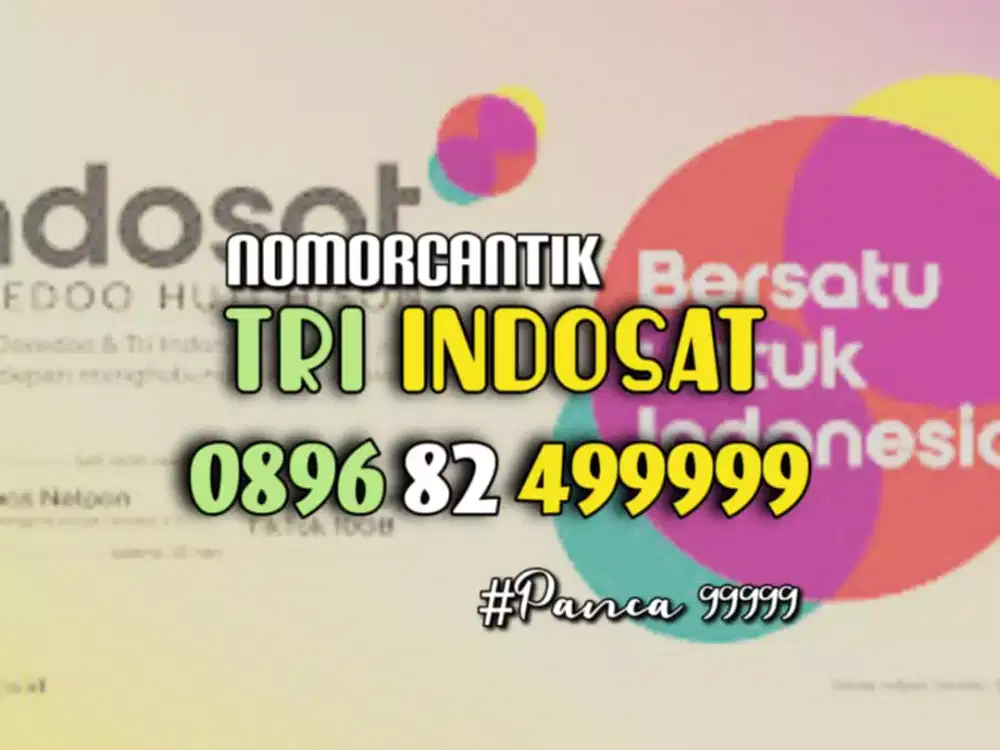 (bisa COD) Nomor CANTIK kartu TRI INDOSAT HOKI PANCA 99999 #08