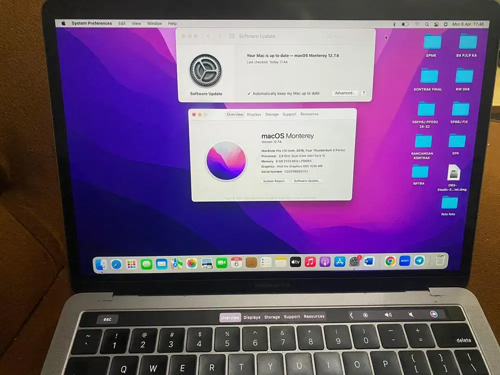 Macbook pro retina tahun 2016 (bekas mulus)