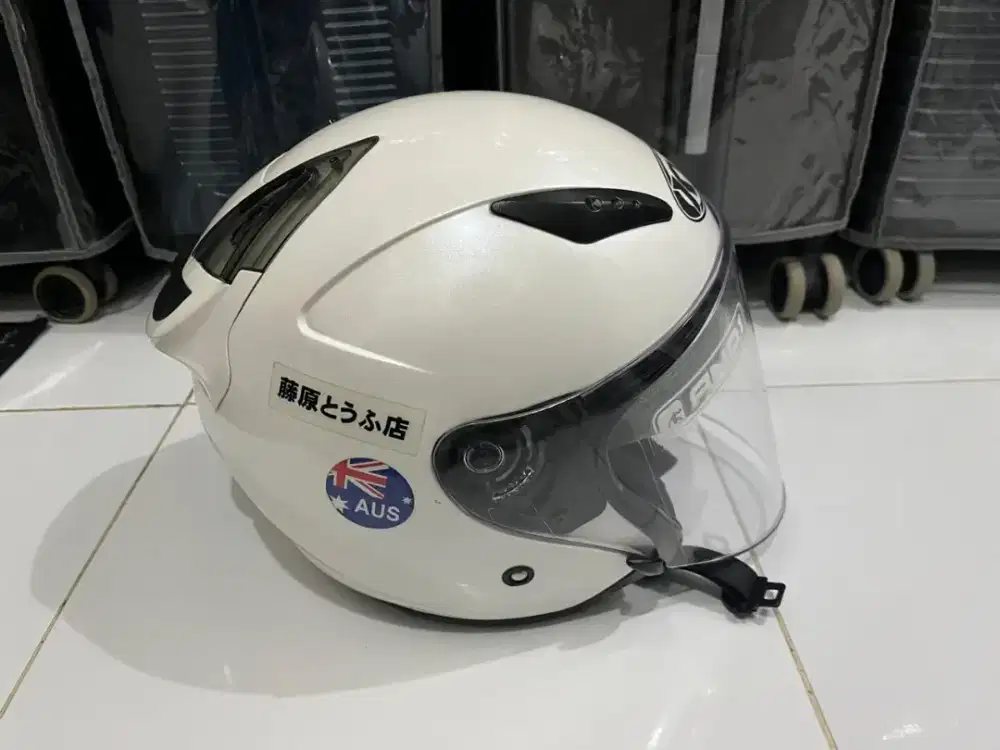 Helm Kyt Galaxy Flat R Solid White Double Visor Anti Theft Original