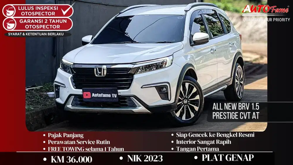 All New BRV 1.5 Prestige CVT AT White On Black NIK 2023 Tgn 1 Dr Br