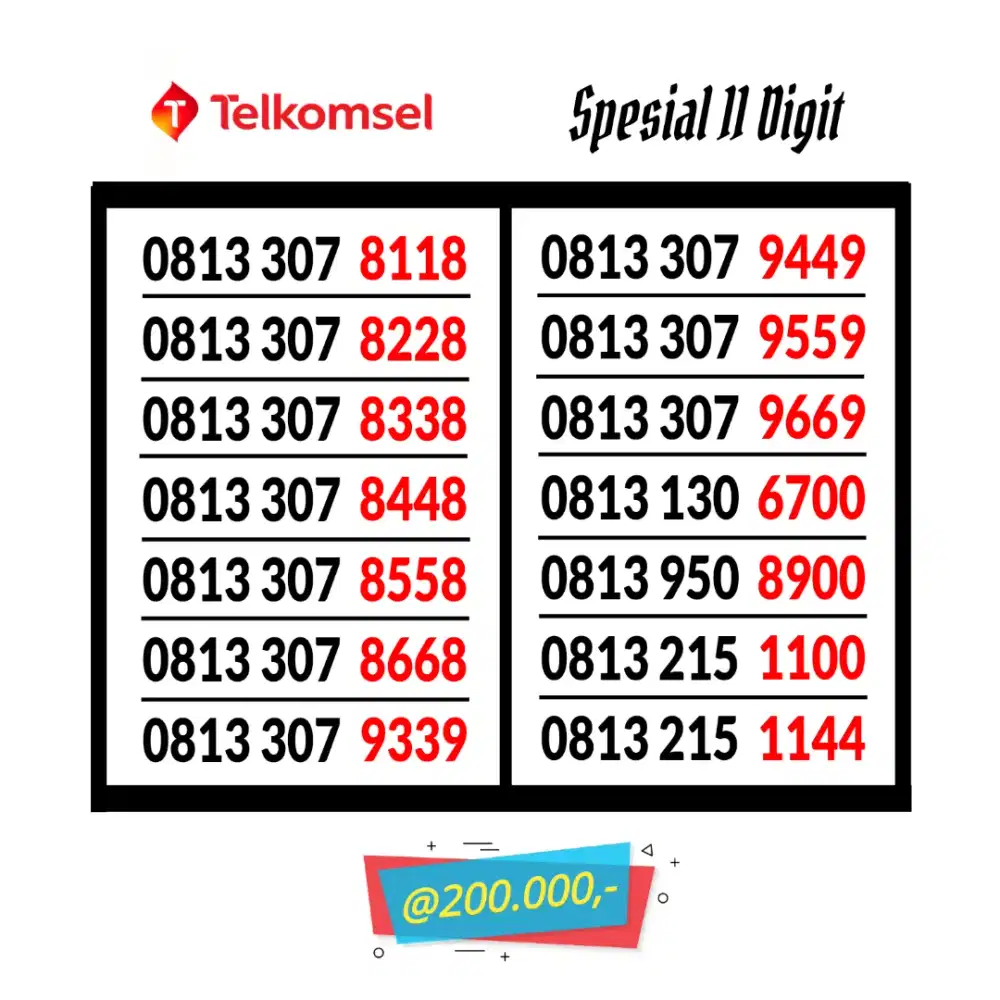 Simpati 11 Digit Nomor Cantik Simpati Telkomsel Reguler