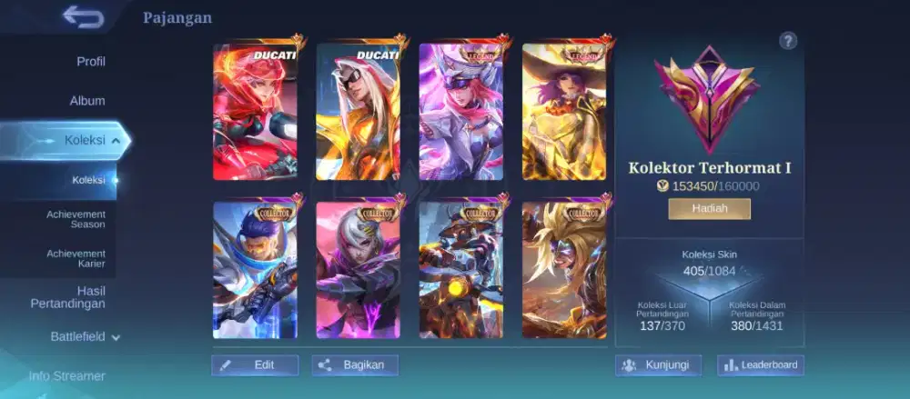 Akun Sultan Mobile Legends: Bang Bang 400+ Skin, Banyak Collector
