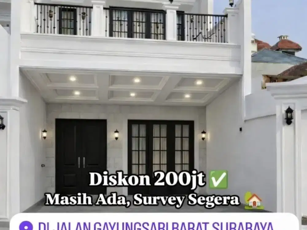 Rumah Baru Mewah Komplek Gayungsari Dekat Masjid Nasional Al Akbar, Surabaya