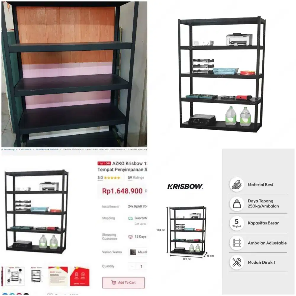 Preloved Rak Besi 5 Tingkat Krisbow