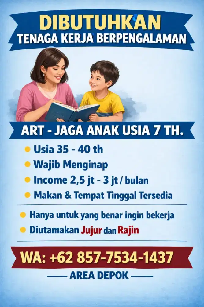 Dibutuhkan Tenaga Kerja Art-Asuh anak