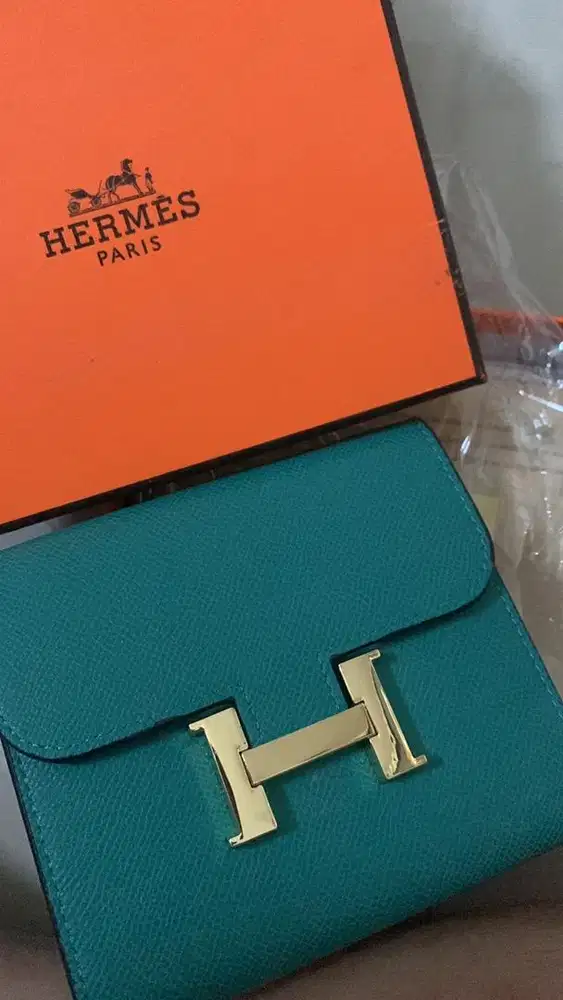Preloved HERMÈS Green Epsom Leather Constance Compact Wallet