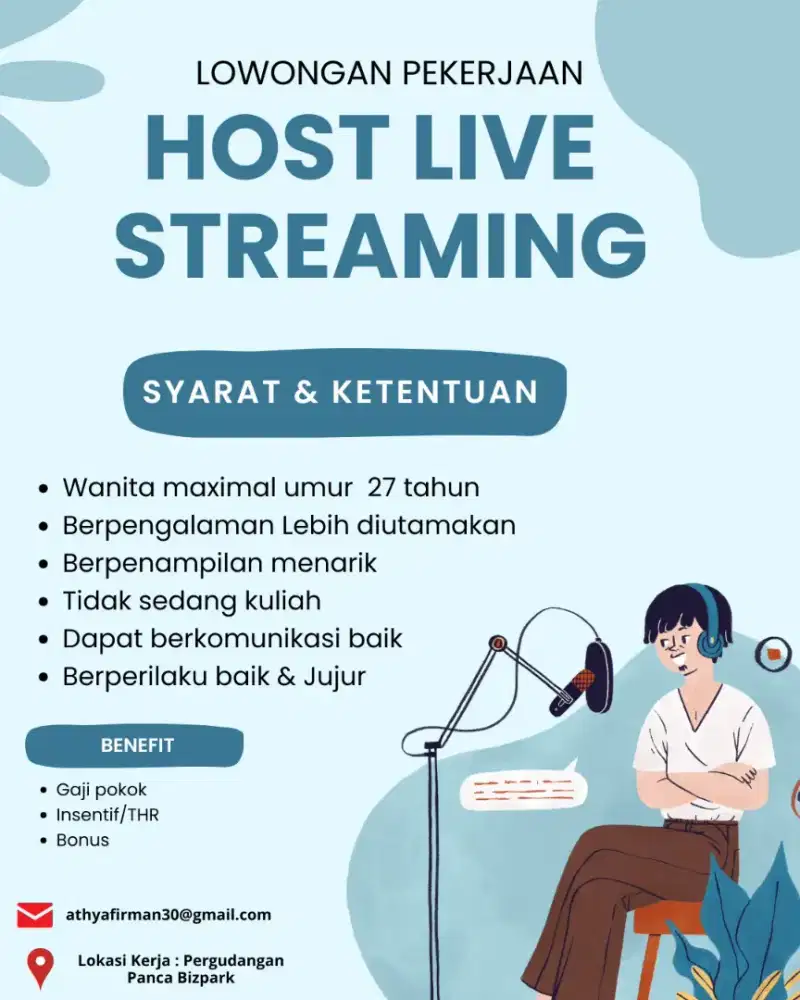 DIBUTUHKAN SEGERA HOST LIVE WILAYAH GRESIK