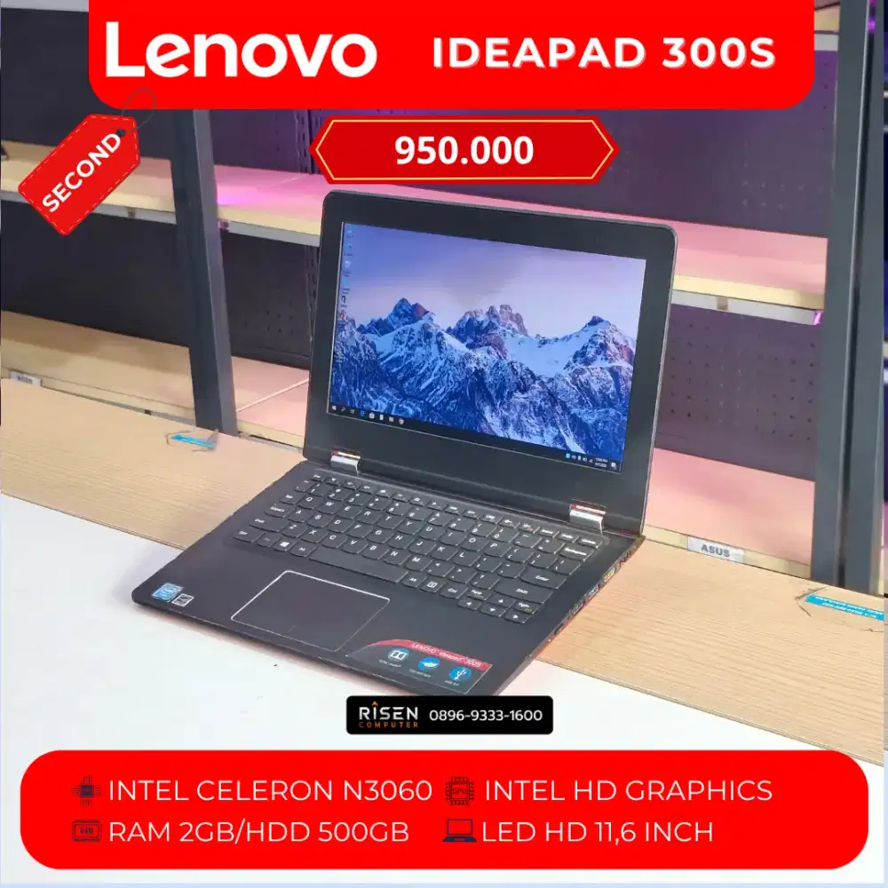 LENOVO IDEAPAD 300S Intel Celeron N3060 RAM 2GB HDD 500GB HD 11.6inch