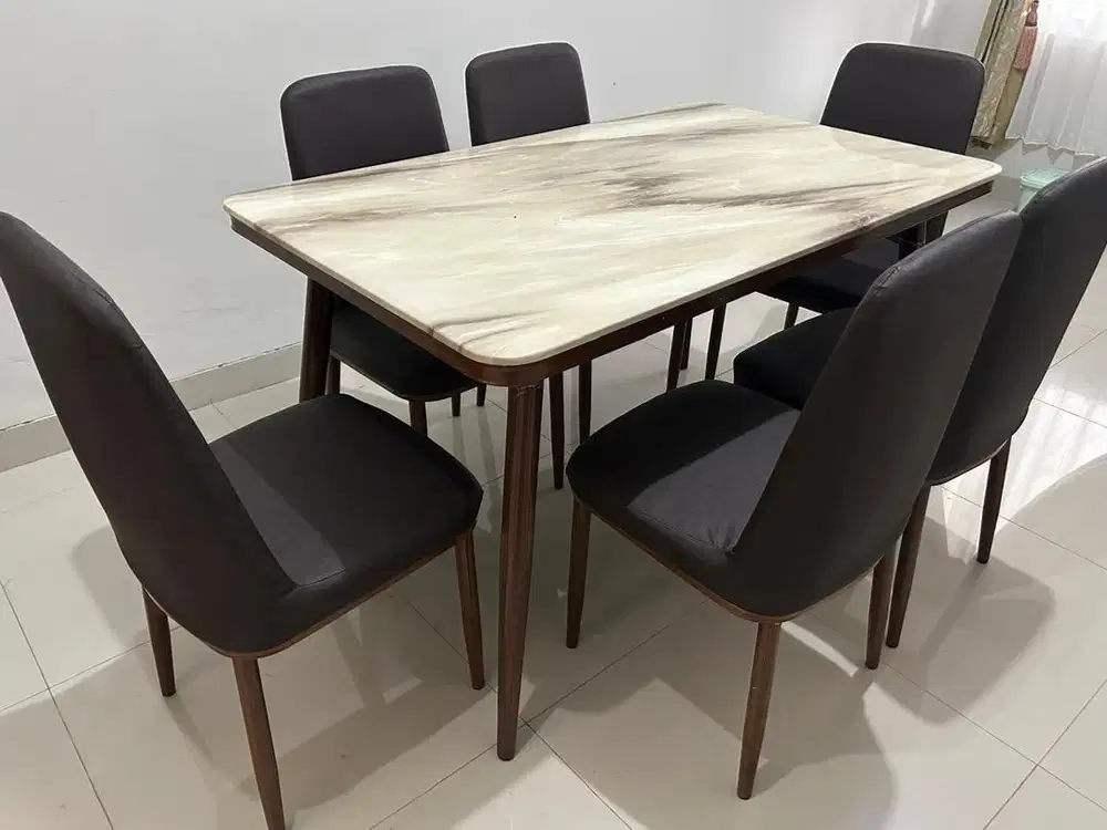 (NEGO) 1 Set Meja Makan Marmer (second)