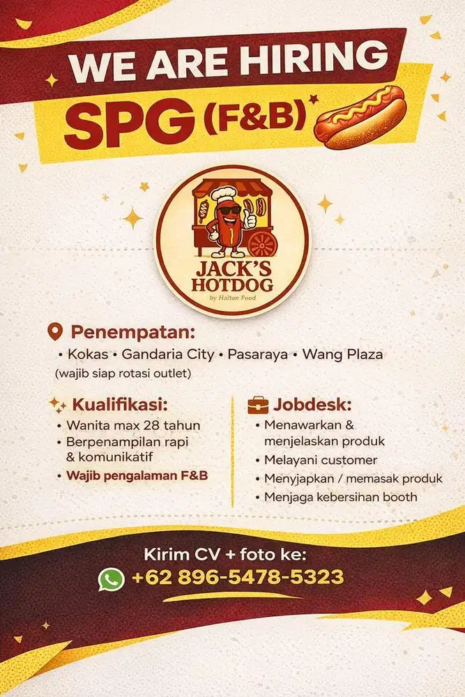 Lowongan Kerja Di JACK'S HOTDOG