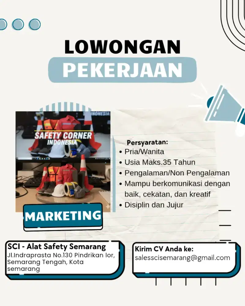Lowongan kerja marketing Perlengkapan safety