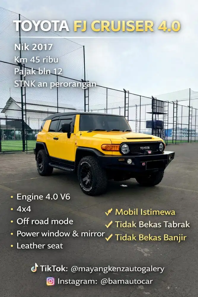 Toyota FJ Cruiser 4.0 2017 KM ASLI KONDISI MOBIL MULUS