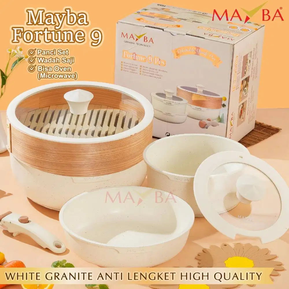 (ISI 9 AESTHETIC PAN) Panci detachable steamer bamboo 9IN1 Mayba
