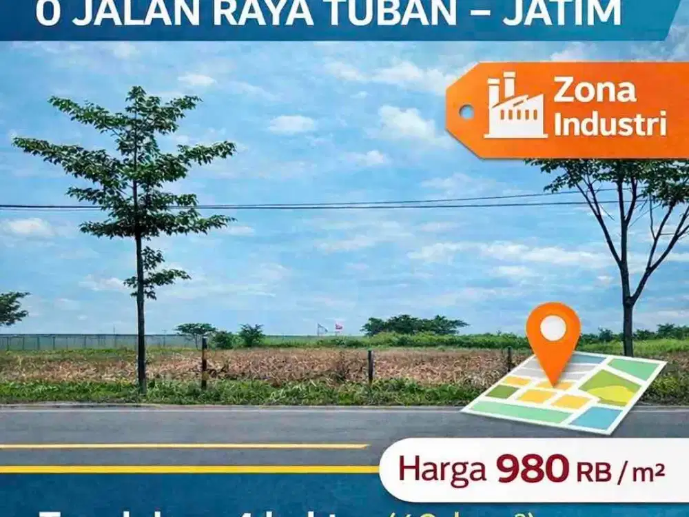 Dijual Tanah 0 Jalan Raya Tuban Jawa Timur