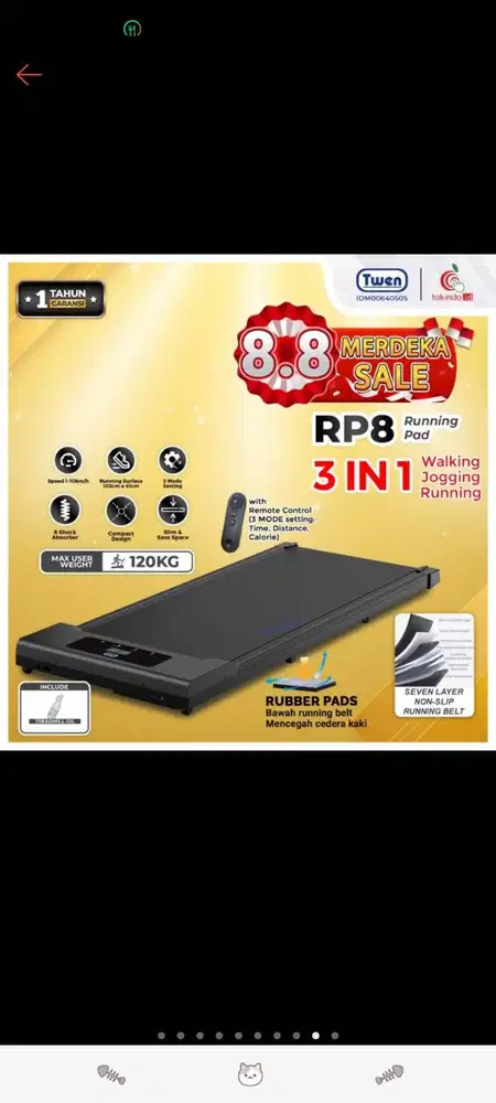 JUAL CEPAT TREADMILL/WALKING PAD MERK TWEN RP8