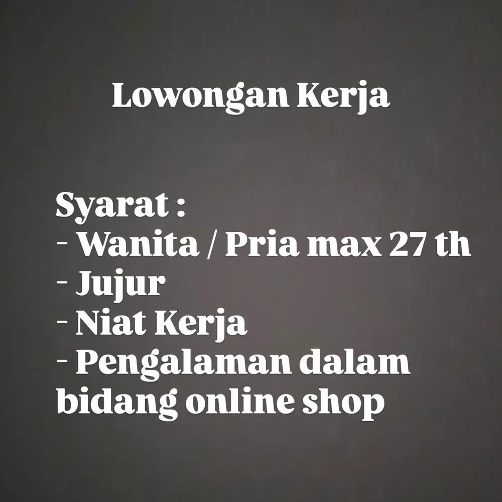 [LOWONGAN] Admin Packing Online Shop