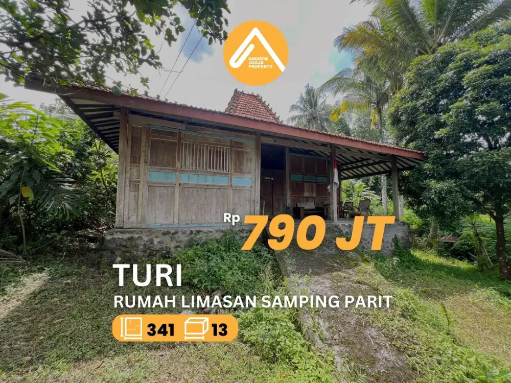 Jual Rumah Limasan Turi Pinggir Parit Sejuk Akses Papasan 2 Mobil