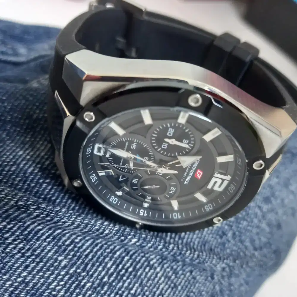 Jam chronoforce fiber hitam