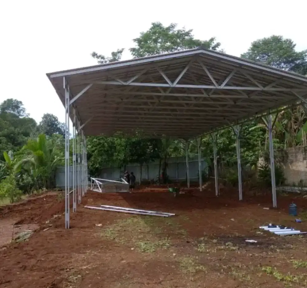 Gudang dari baja ringan matrail c 75 SNI dan tukang profesional