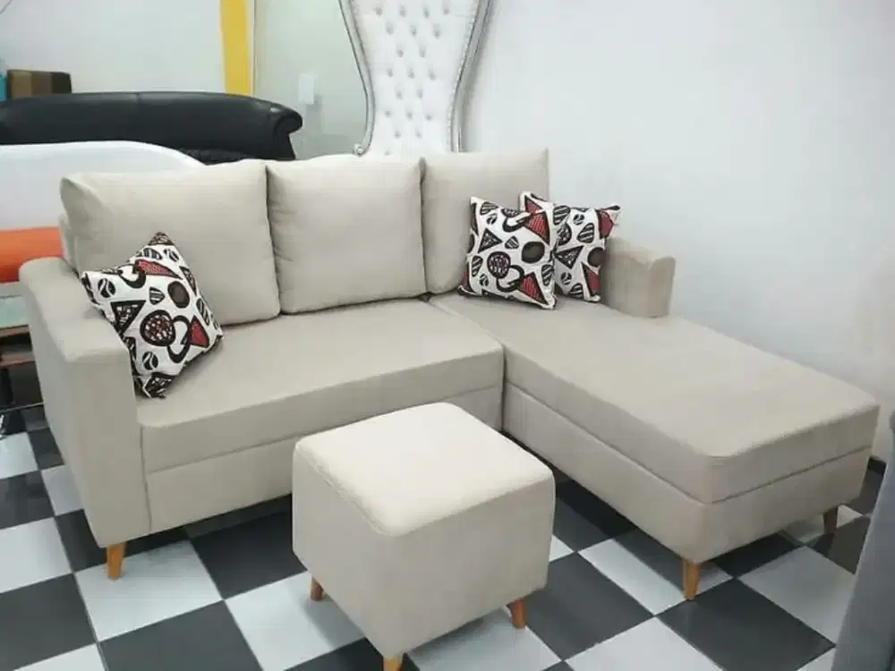 Sofa tamu L santai 210 x 170 promo free ongkir dan bergaransi