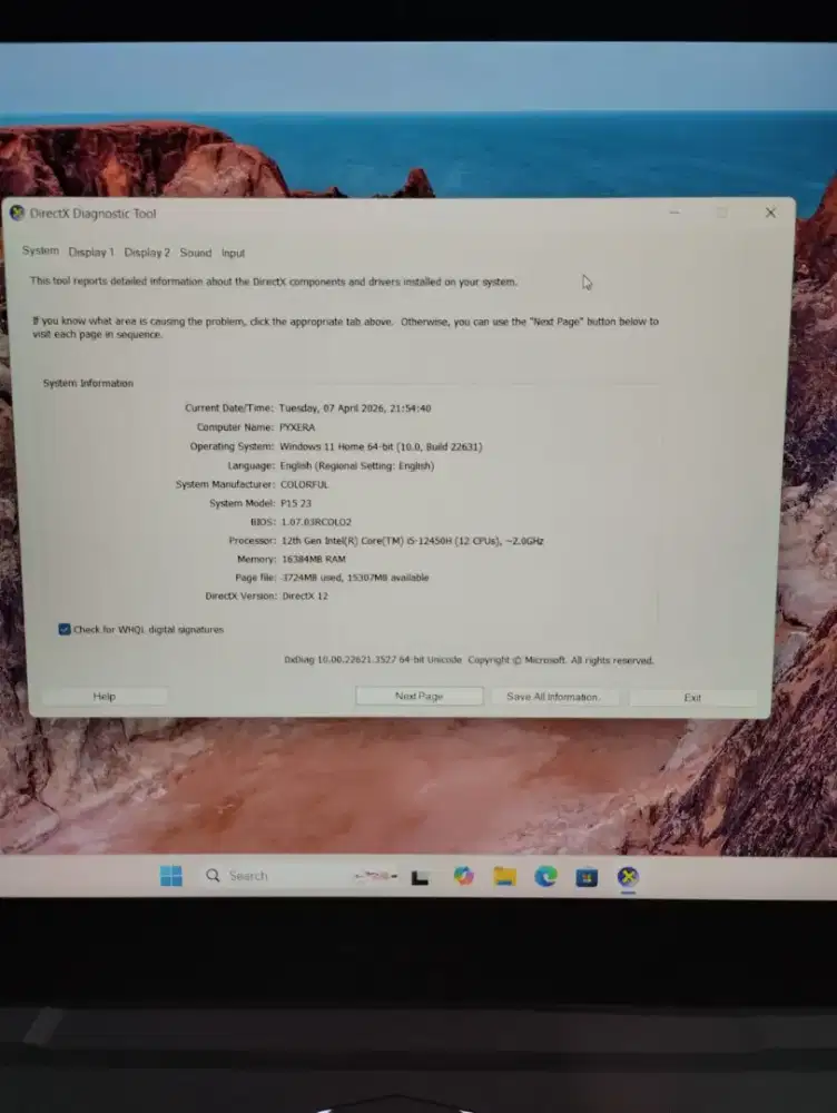 Colorful Evol P15 RTX4050 Vram 6gb