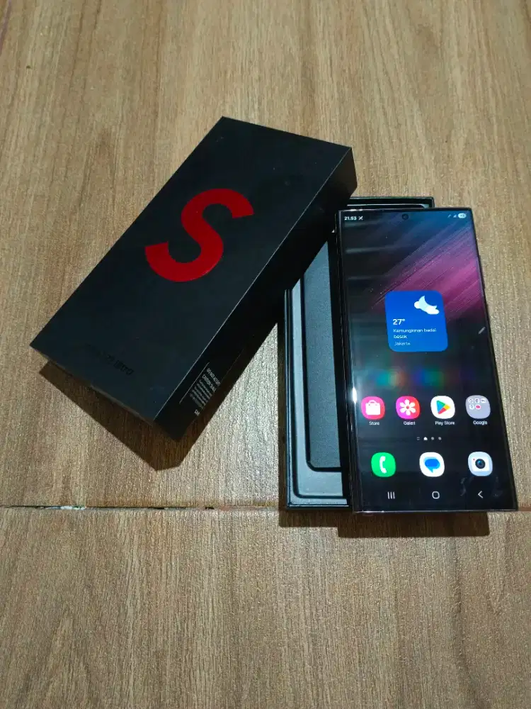 Samsung s22 ultra 5G 12/256 ex resmi burgundy mulus fullset