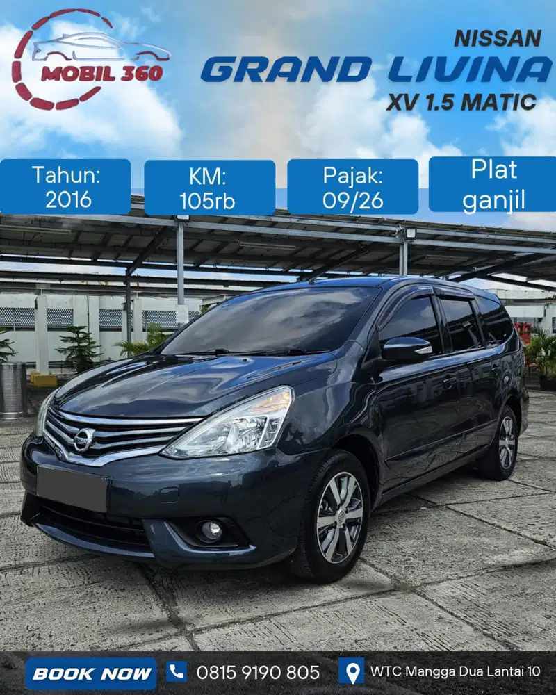 Nissan Grand Livina XV 1.5 matic tahun 2016 warna biru