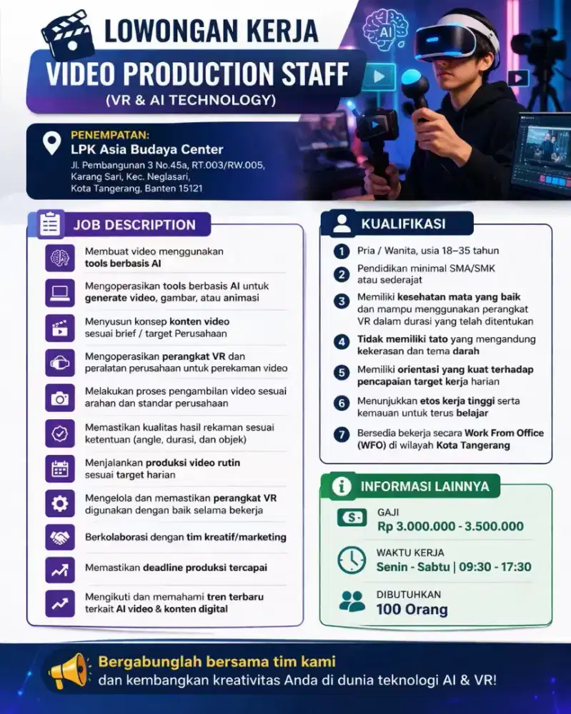 Lowongan kerja dibutuhkan segera