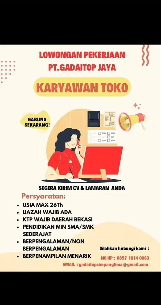 LOKER PRAMUNIAGA GADAITOP