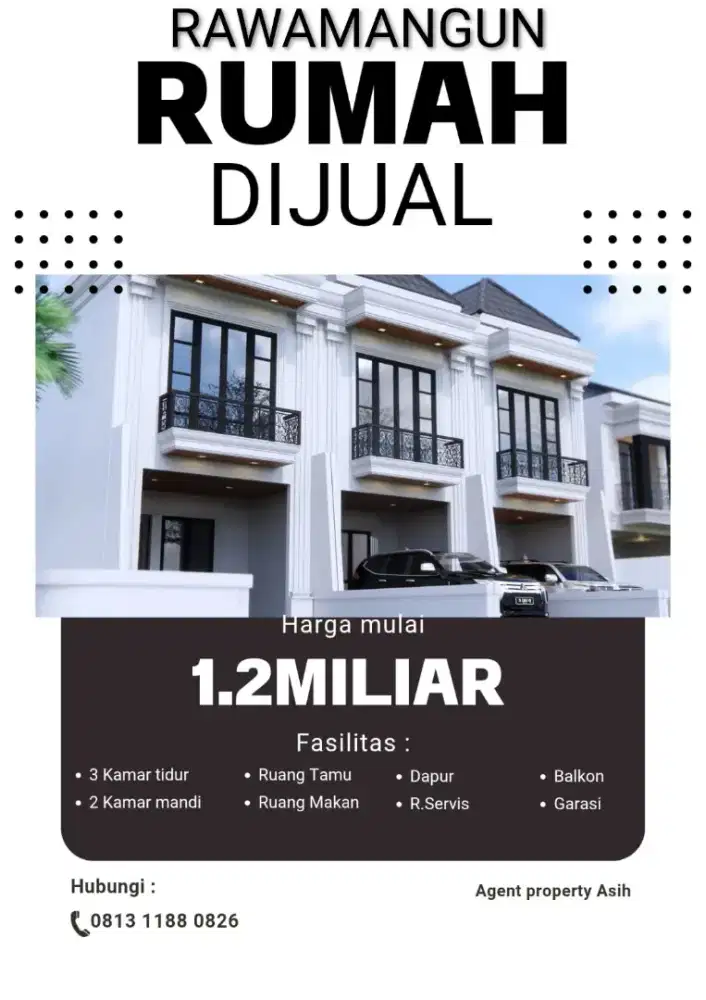 Di jual Rumah Mewah 100 m jln raya pemuda Rawamangun Jakarta Timur